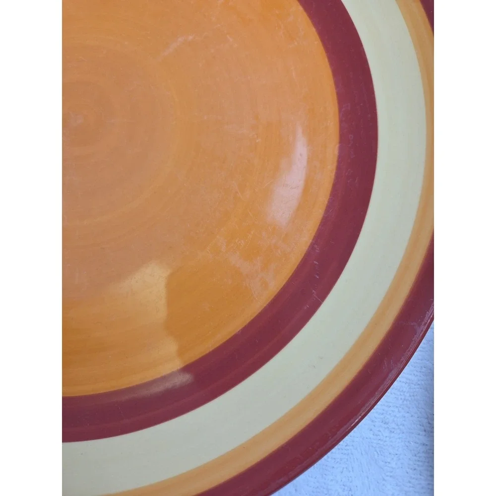 3 Gail Pittman Siena Banded Stripes Dinner Plates Southern‎ Living At Home Rust